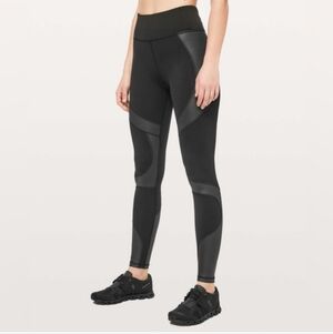 Lulu City Core Contrast Black Full Length Leggings Size 2 Black